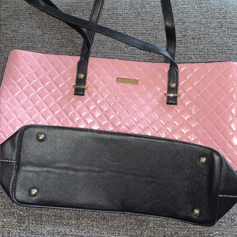 Elegant Pink and Black Quilted Tote